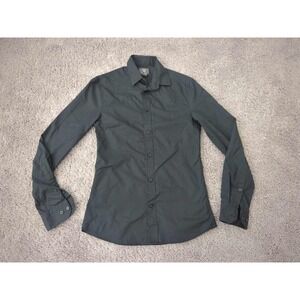 H&M Button Up Shirt Mens XS Black Long Sleeve Slim Fit Easy Iron Preppy Casual